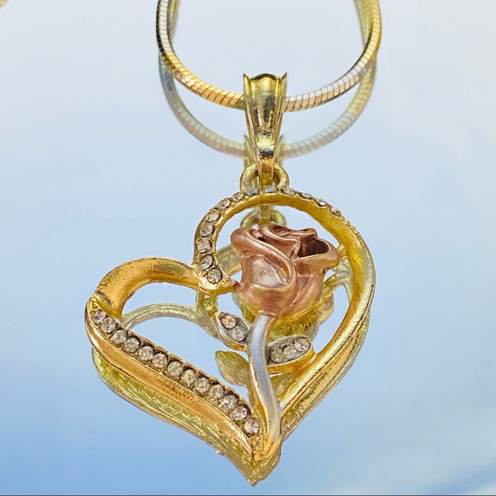 Two Tone Heart Necklace - Picture 7 of 7